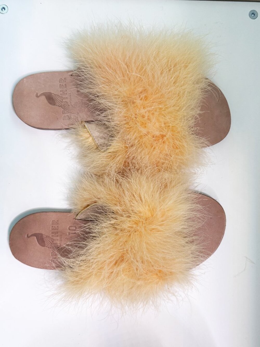 Brother Vellies Lamu Marabou Sandals Size 40 / US 10
